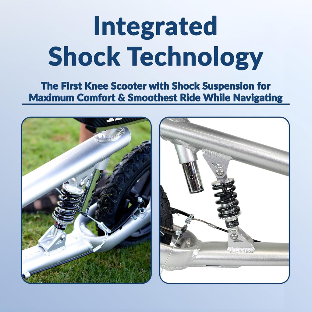 Silver All Terrain Knee Scooter with Shock Absorber T3350