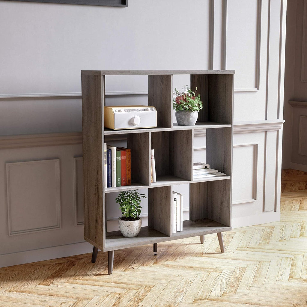 Light Gray 7 Cube Bookshelf Y416743