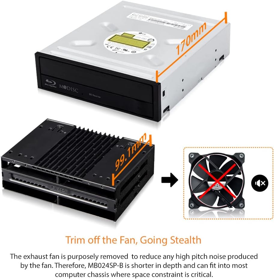Tray-Less 4X 2.5 SAS/SATA SSD/HDD Mobile Rack for 5.25" Bay, Pack of 2 T590