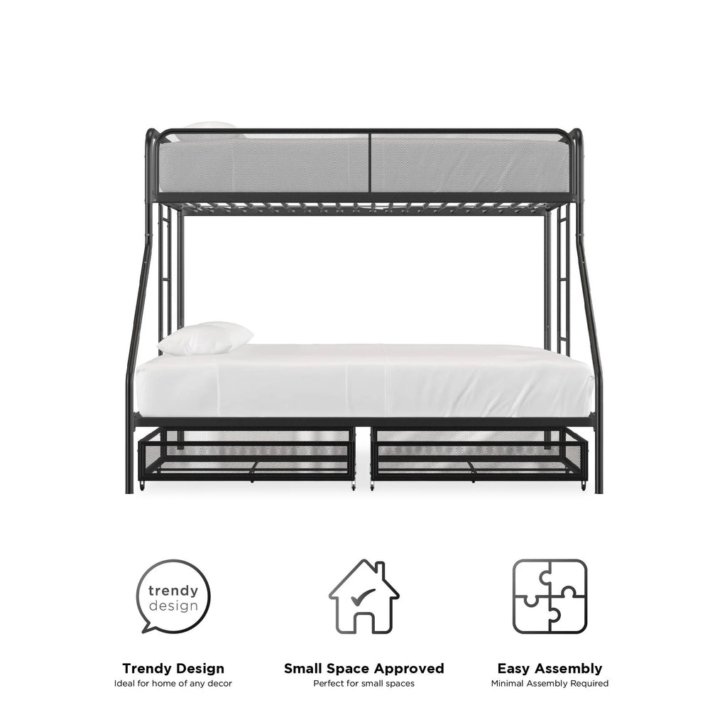Black Metal Bunk Bed with Storage Drawers S968346
