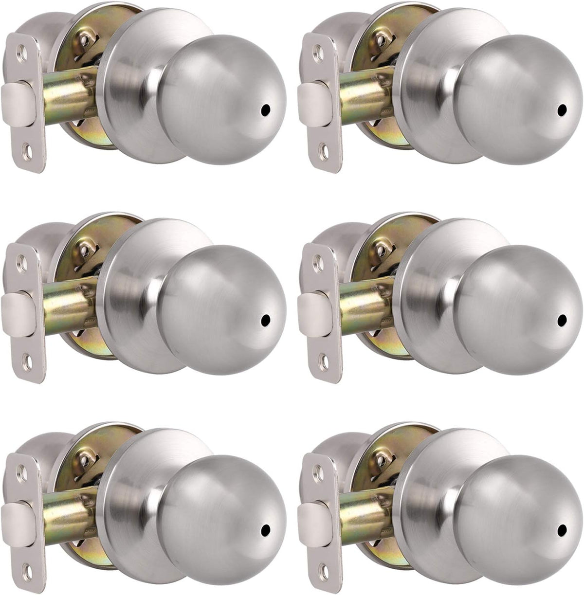 5 Pack Brushed Nickel Passage Door Knobs E58108