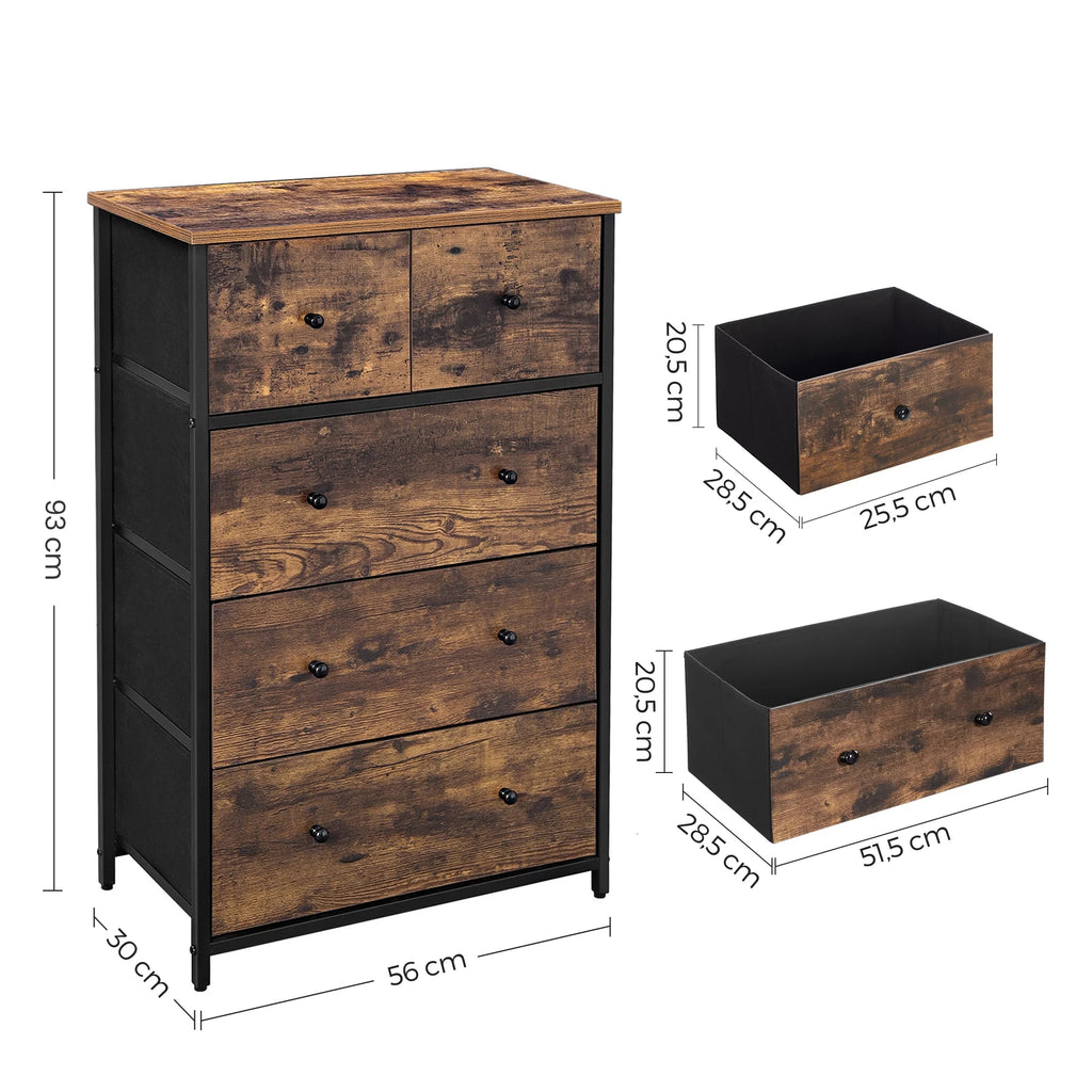 Brown and Black 5 Fabric Drawer Dresser Y74177