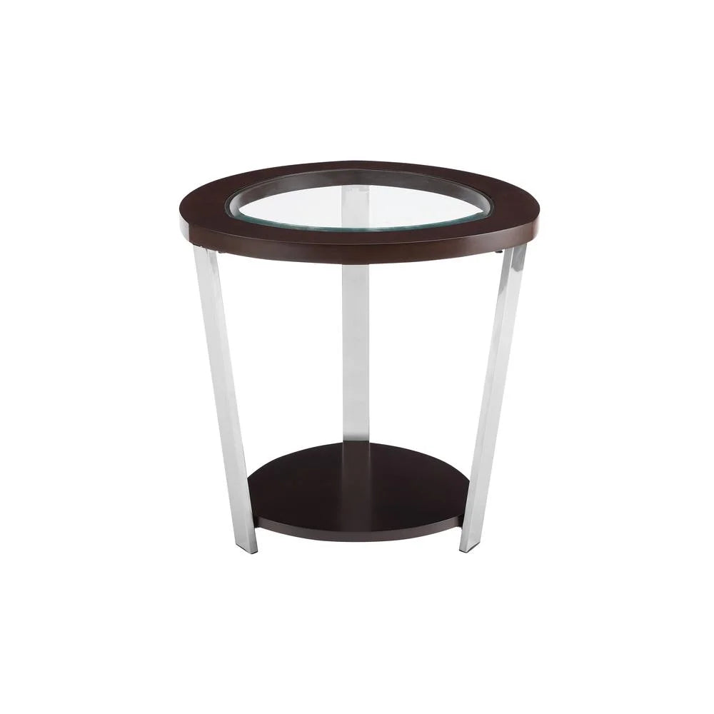 Espresso Wood and Metal End Table H456194
