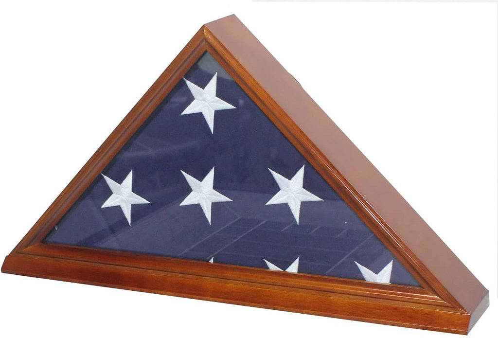 Solid Wood Flag Display Case with Real Glass Door L248
