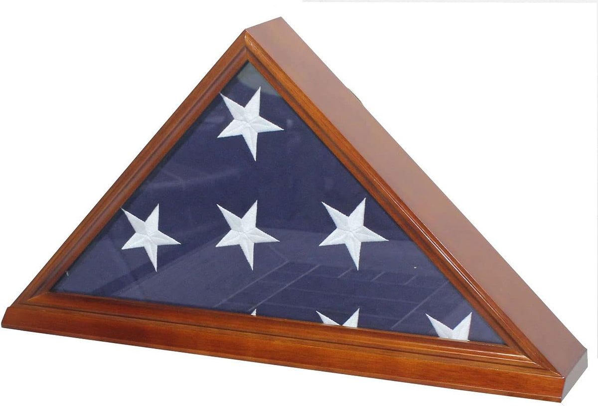 Solid Wood Flag Display Case with Real Glass Door L248
