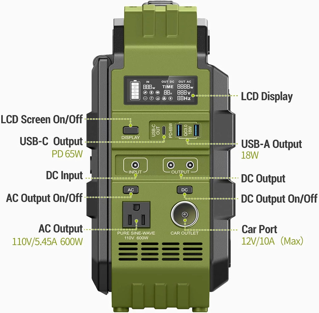 614.4Wh Portable Power Station with 30W Solar Panel T8381
