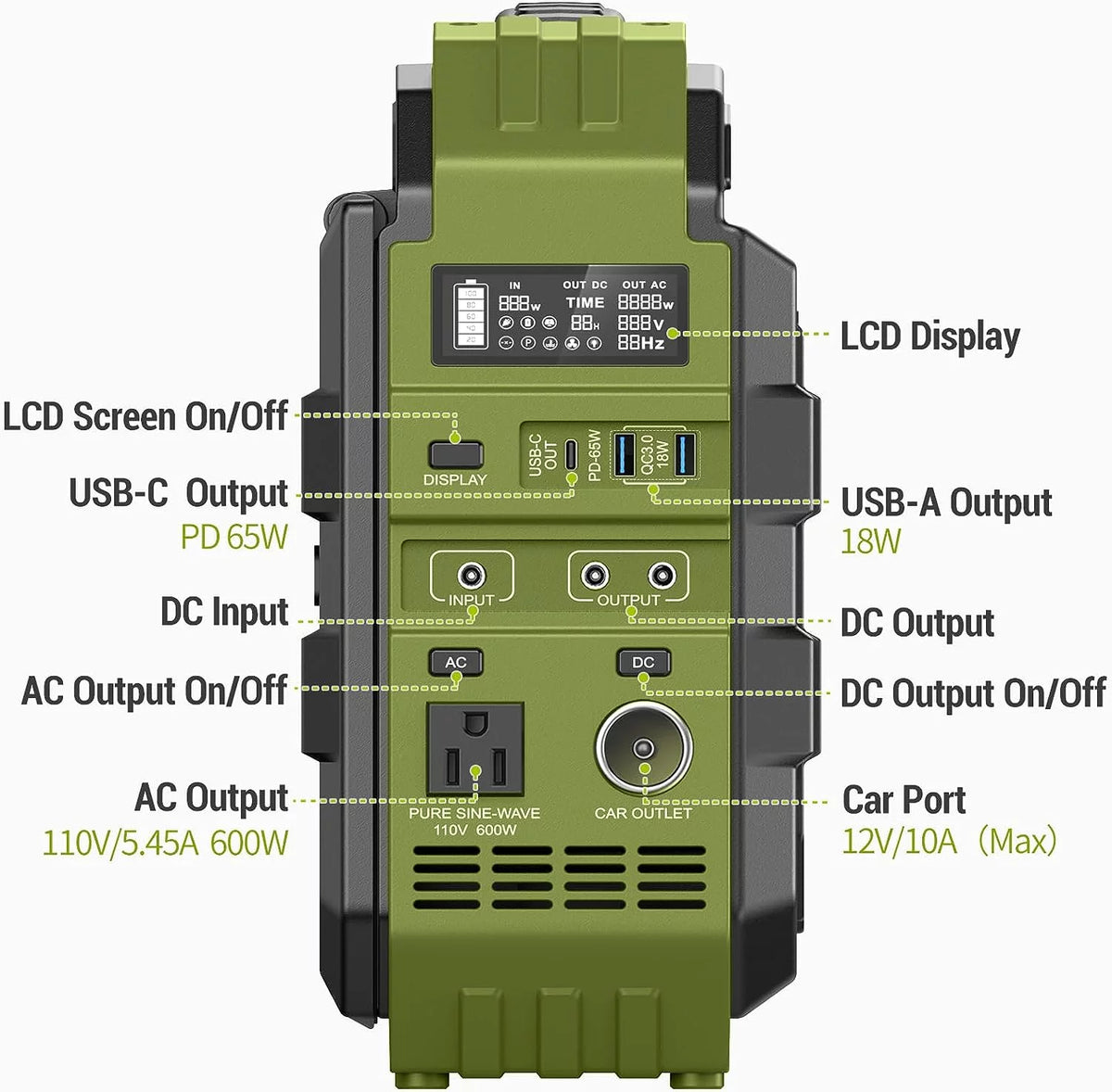 614.4Wh Portable Power Station with 30W Solar Panel T8381