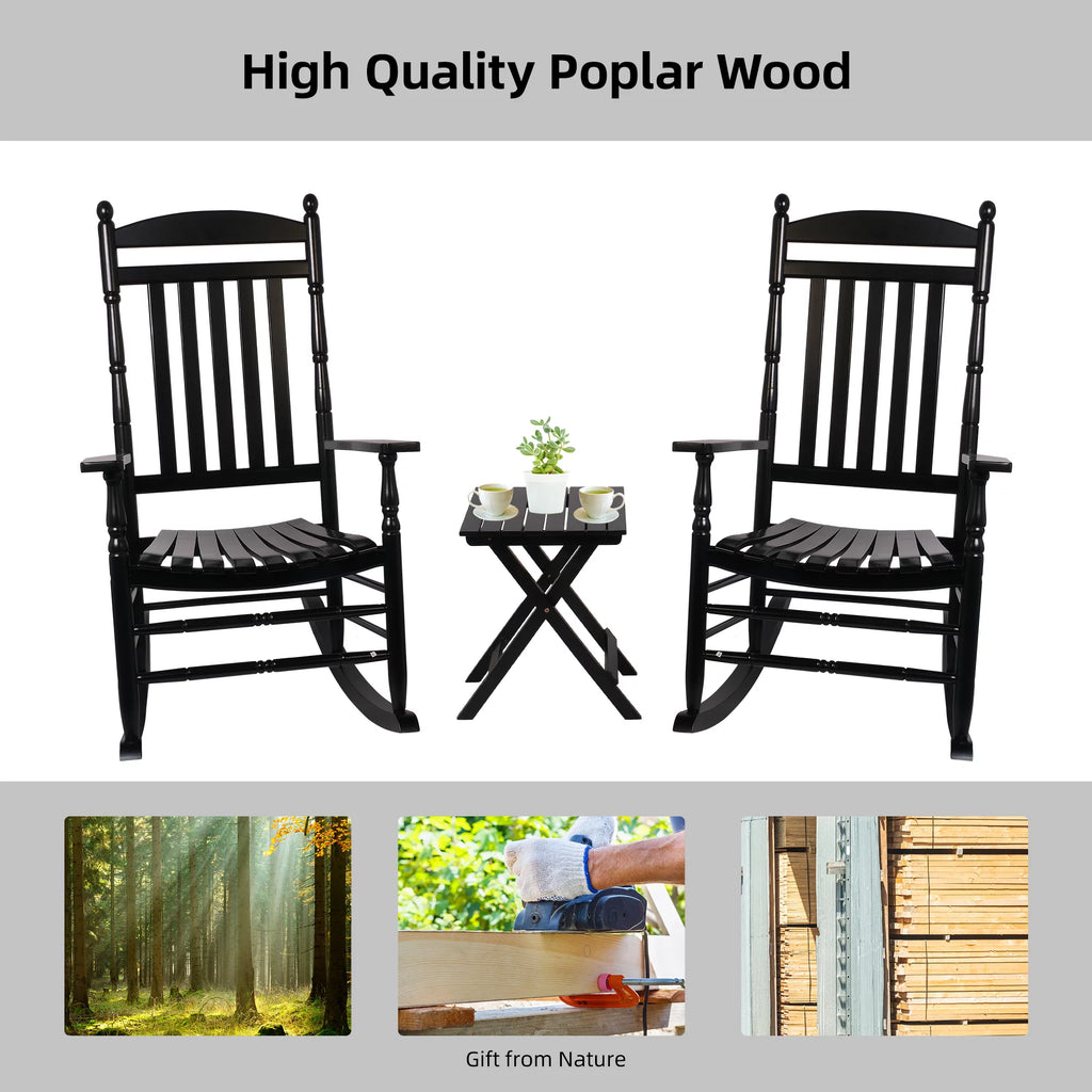 Set of 2 Black Oversized Wood Outdoor Rocking Chairs A900