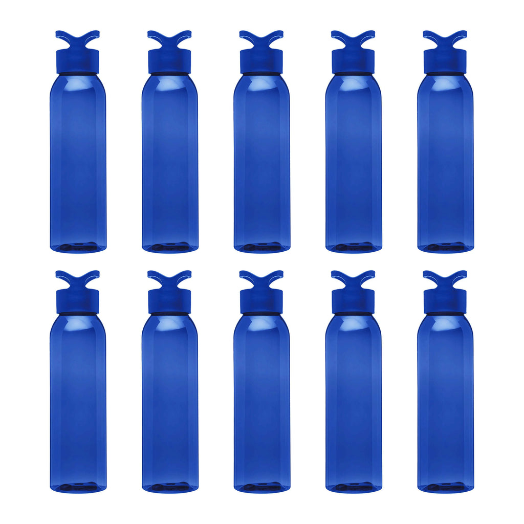 Blue 22 Oz. Tritan Plastic Water Bottles Set of 10 K3464