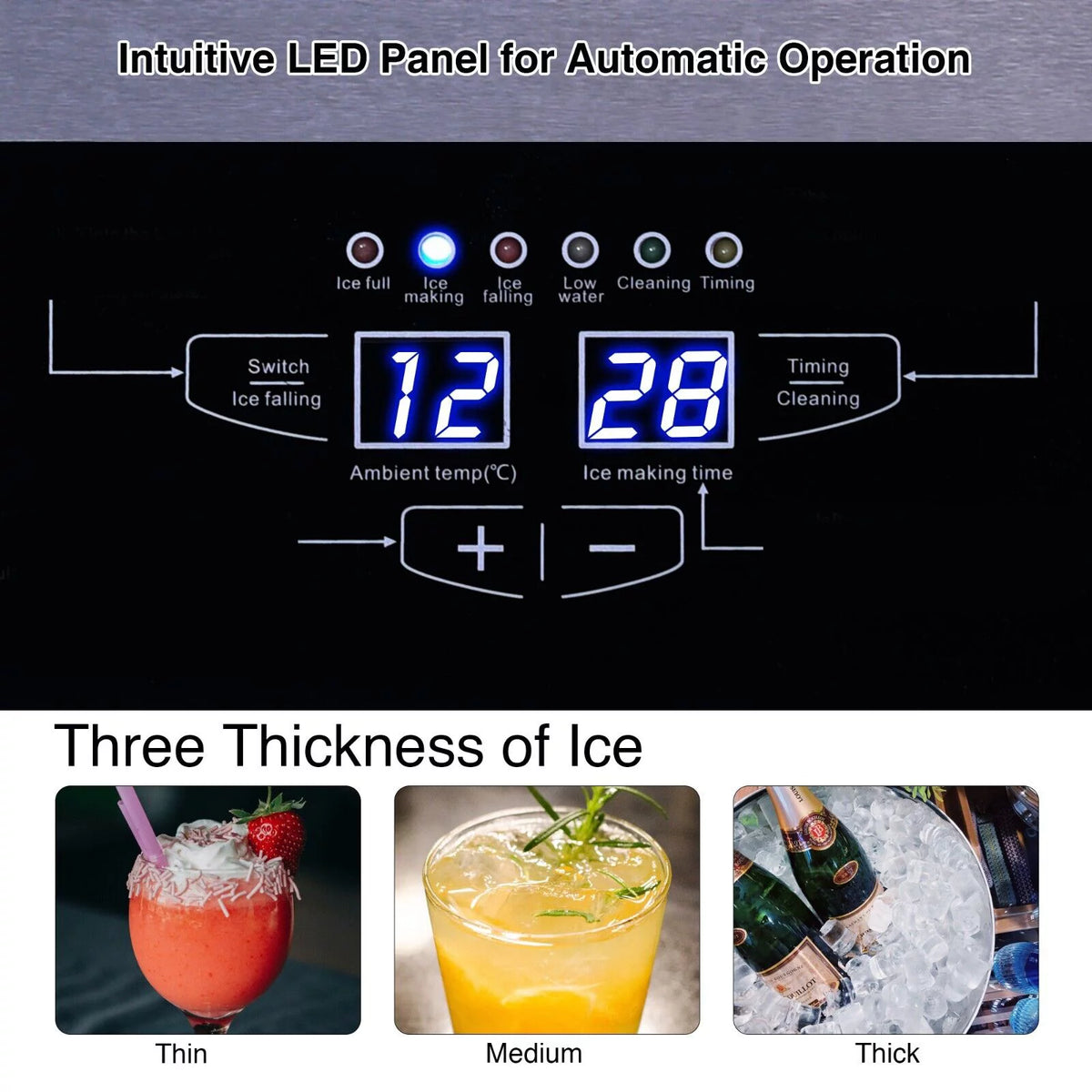 Commercial Ice Maker 90lb Stainless Steel Cube Machine C6661