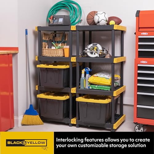 4-Tier Heavy Duty Plastic Storage Shelving Unit, 100lbs/shelf, 2 Pack M573