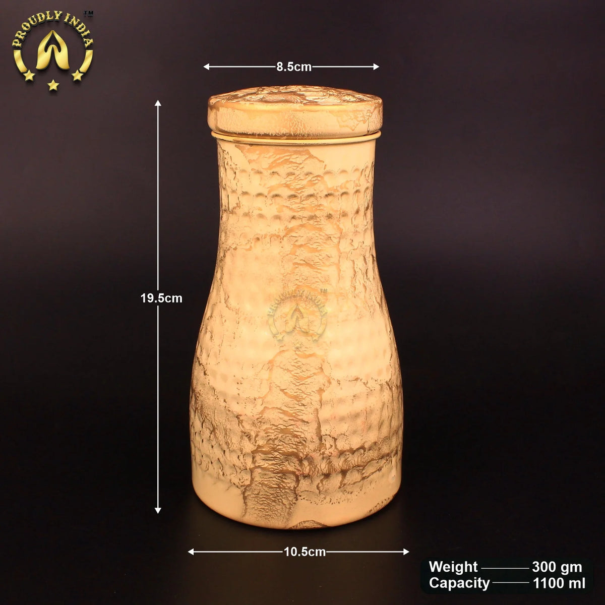 White Copper Water Bottle 1 Liter with 2 Glasses S9397
