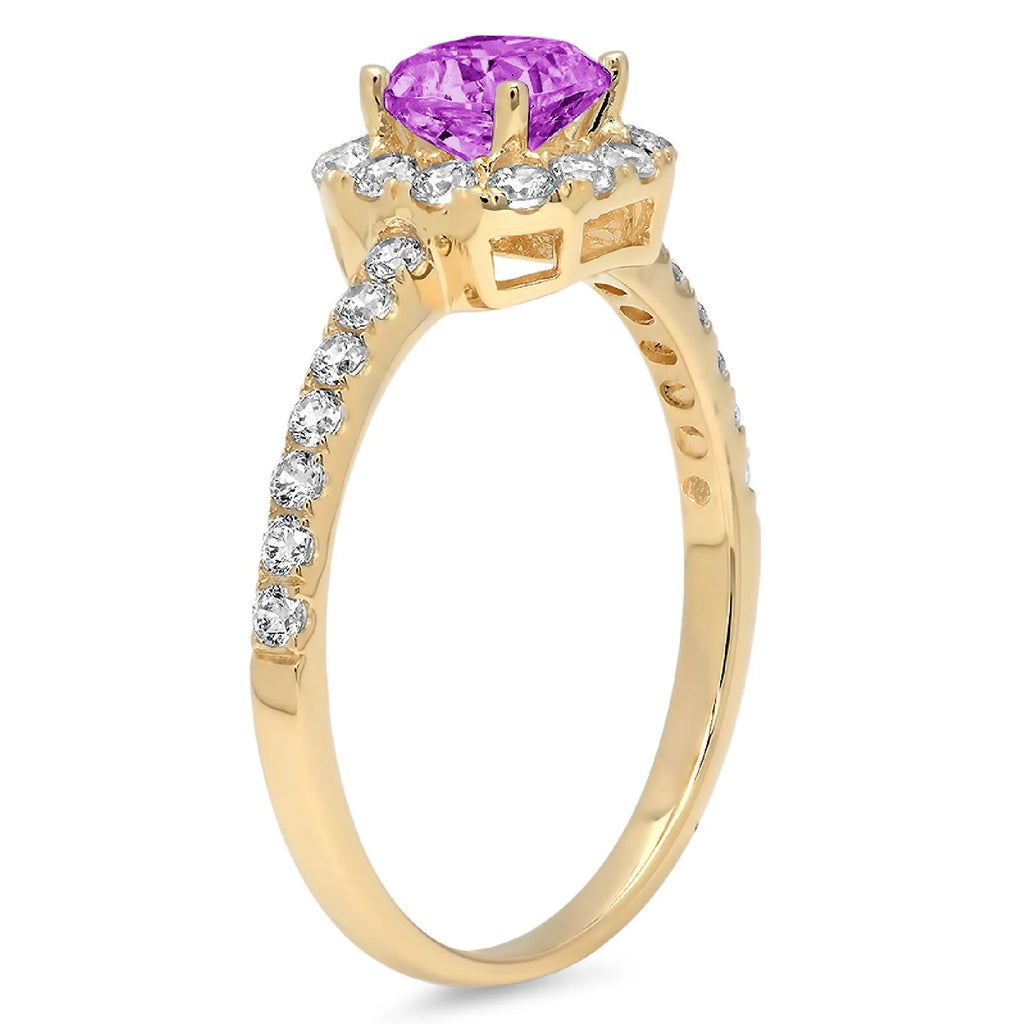 14k yellow gold simulated alexandrite halo ring size 7 F8384