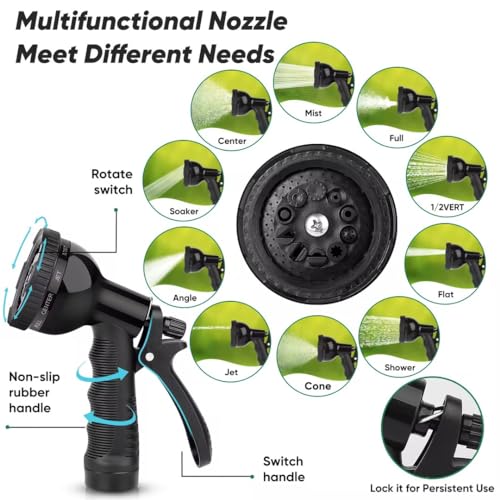 50ft Heavy Duty Stainless Steel Garden Hose with 10 Nozzles Z38049