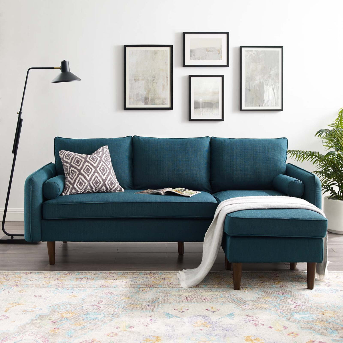 Navy Blue Fabric Sectional Sofa Set Z524752
