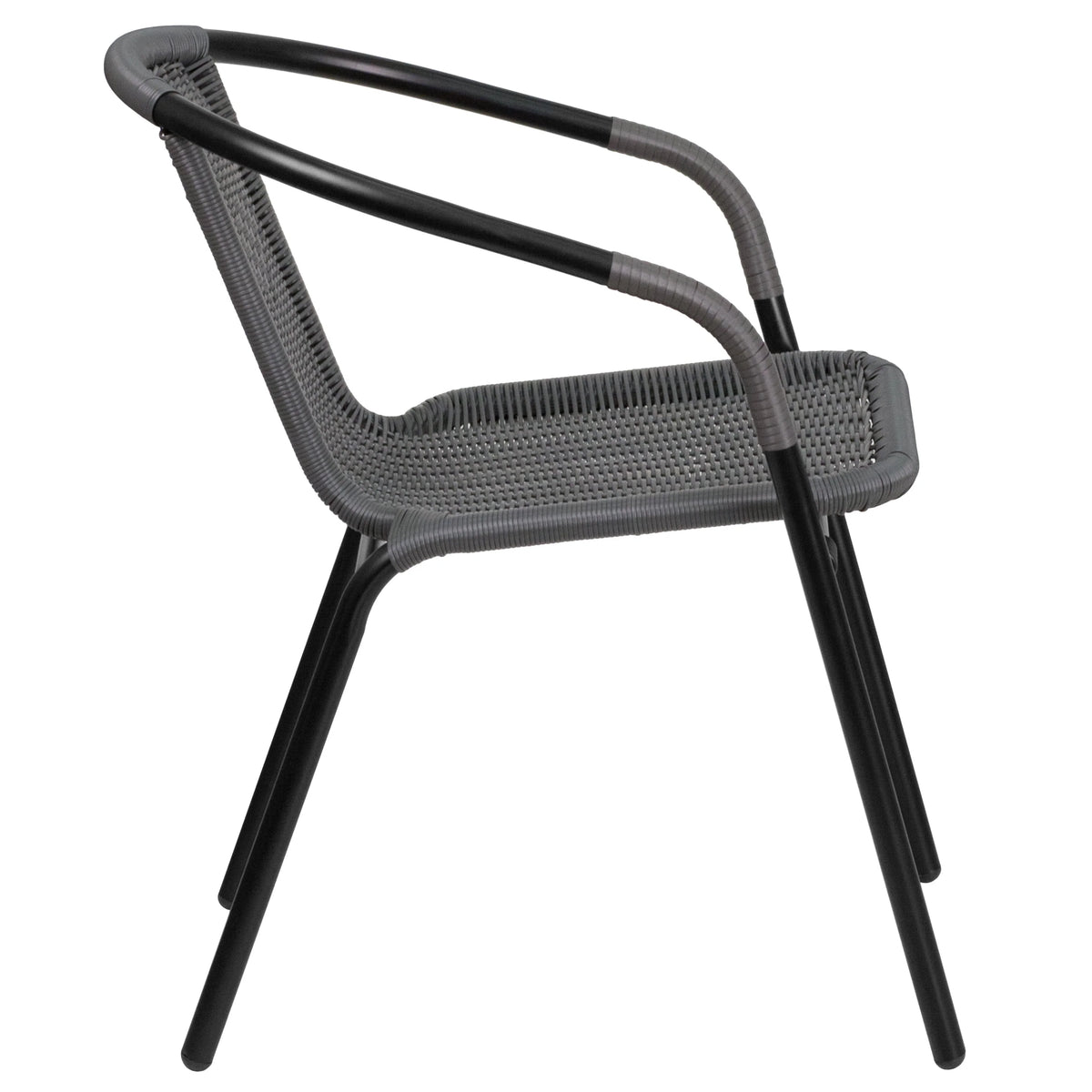 2 Pack Gray Rattan Stack Chair E6873