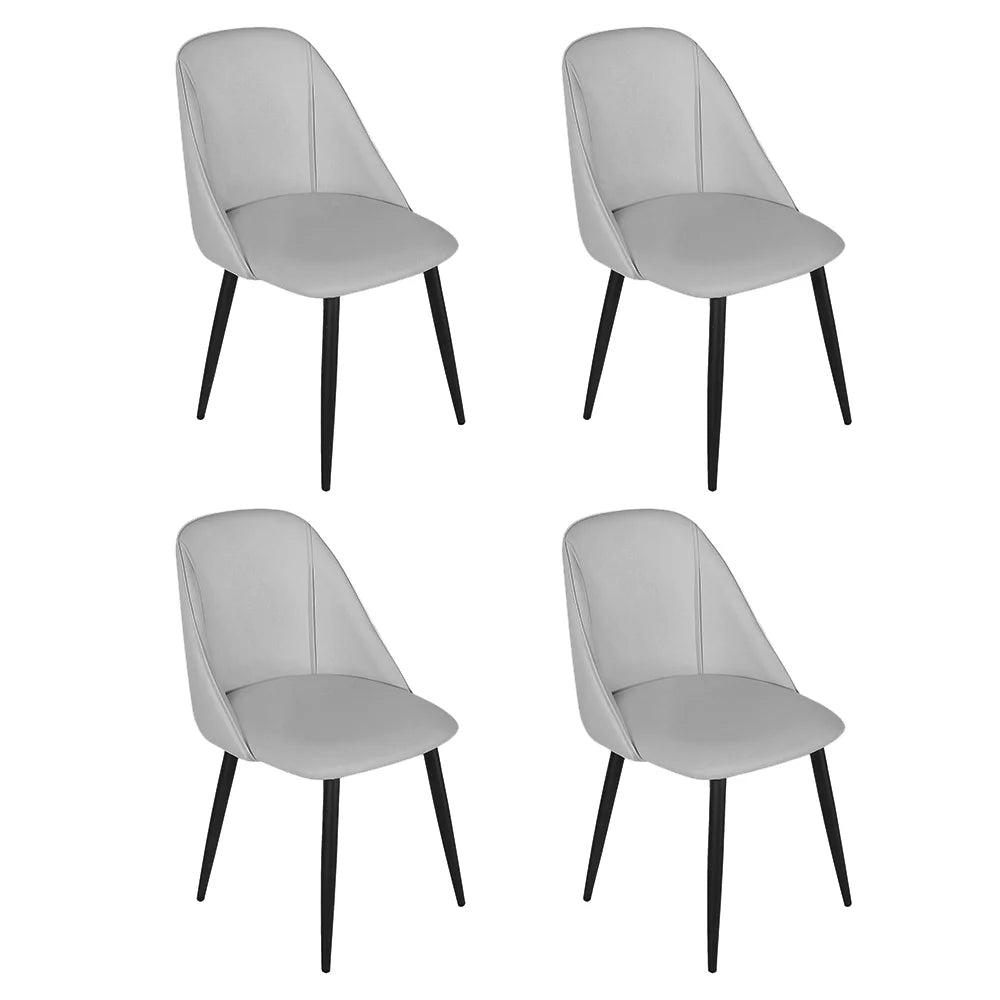 Retro Armless Vegan Leather Dining Chairs, off-Gray, Set of 4 K500