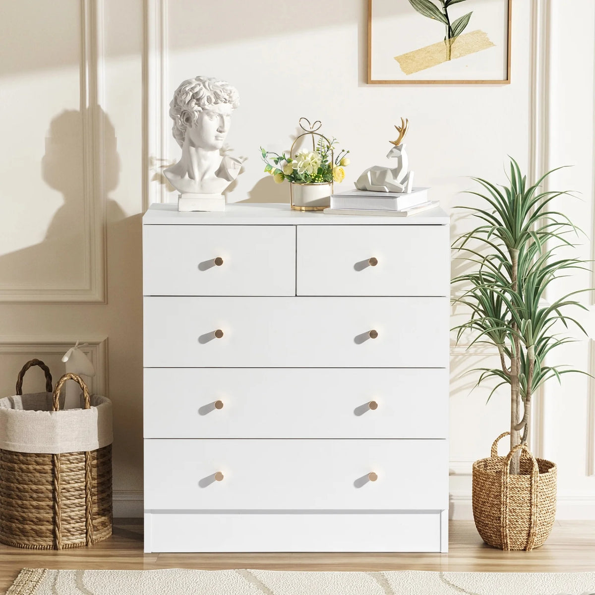 Black 6 Drawer Wood Dresser E715