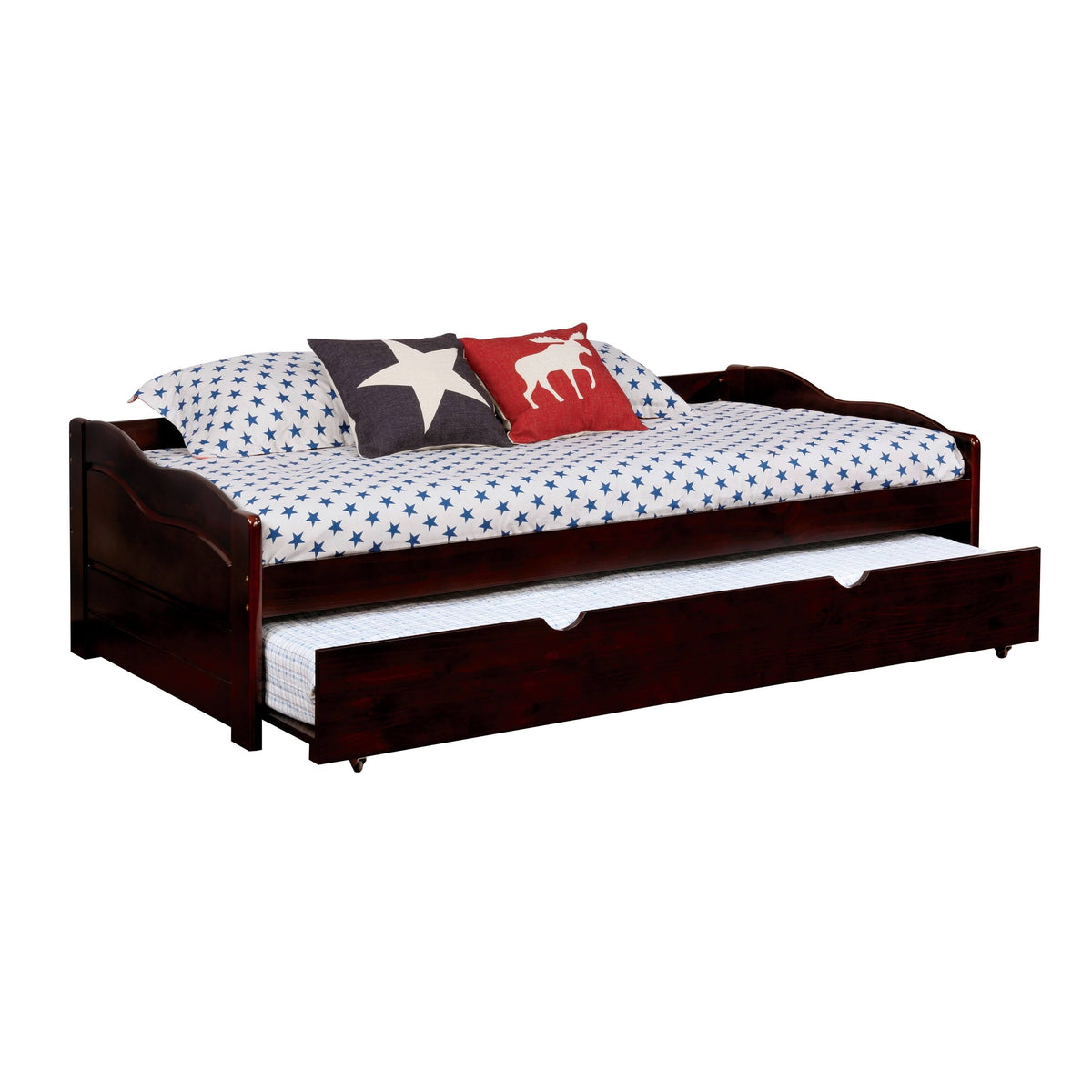 Brown Twin Wooden Daybed with Trundle Y61265