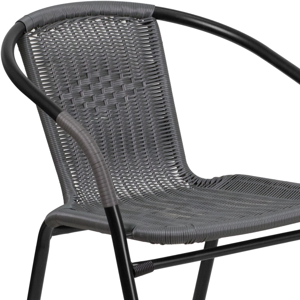 2 Pack Gray Rattan Stack Chair E6873