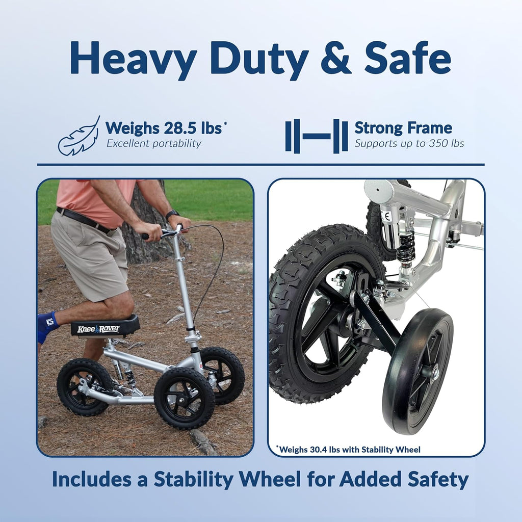 Silver All Terrain Knee Scooter with Shock Absorber T3350