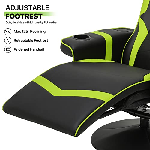 Green PU Leather Massage Gaming Recliner Chair with Adjustable Backrest L72898