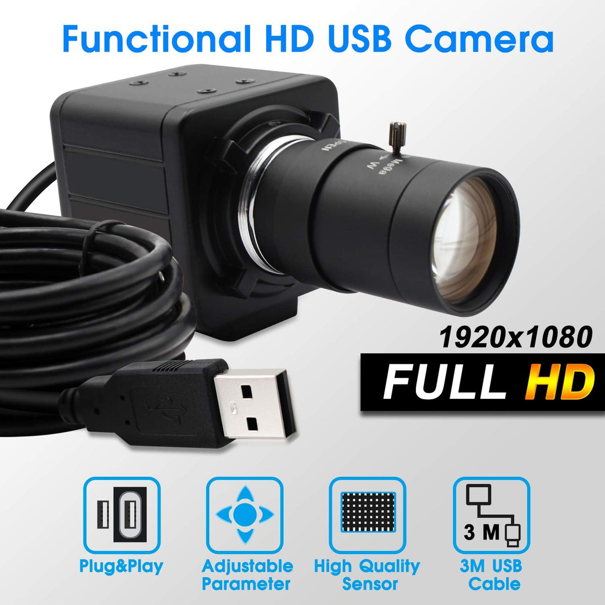 2MP USB Webcam with 5-50mm Varifocal Lens, Pack of 2 E45362