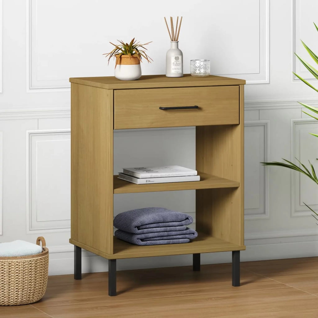 Pine Wood Console Cabinet with Drawer and Shelves D813028