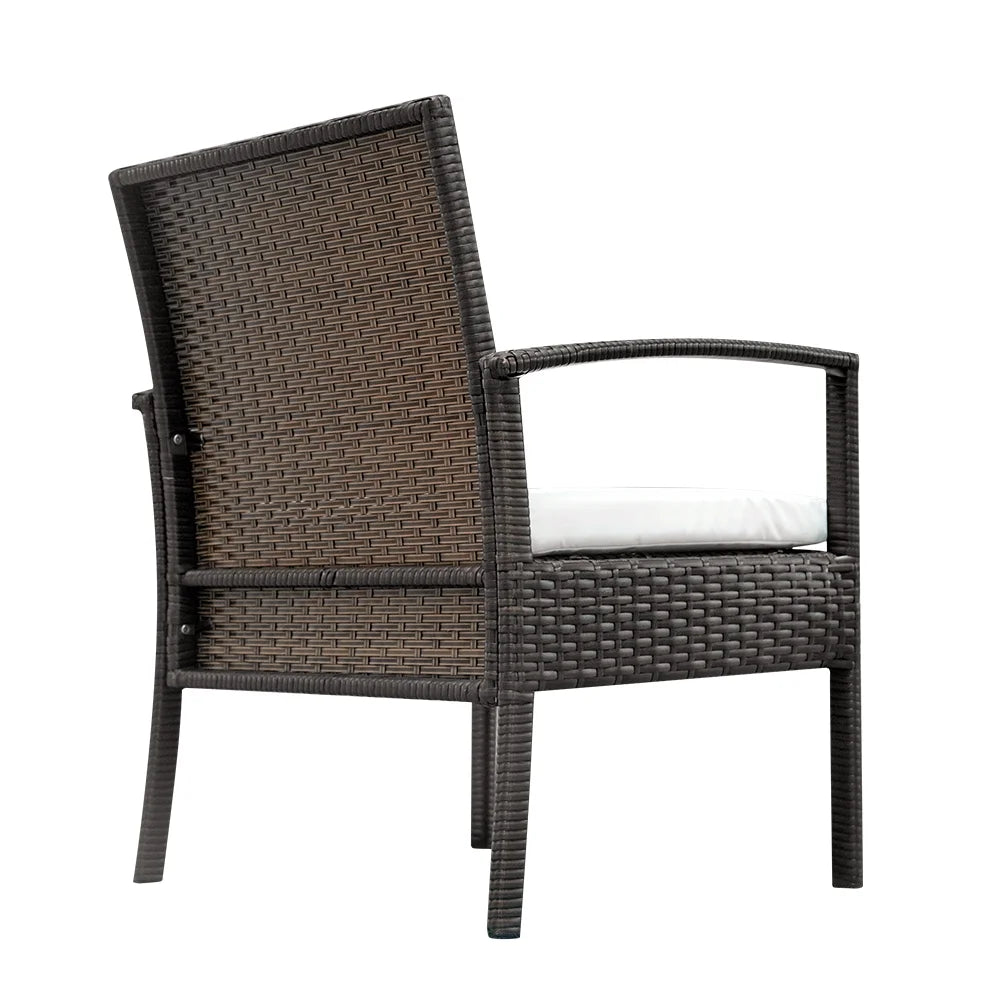 4 Pieces Rattan Cushioned Sofa and Chair Set with Table R55418