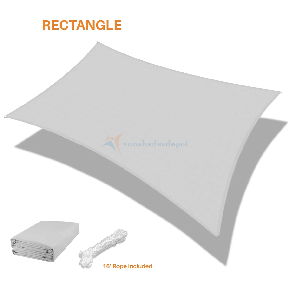 16 FT x 23 FT Light Grey Waterproof Knitted Shade Sail Curved Edge I618