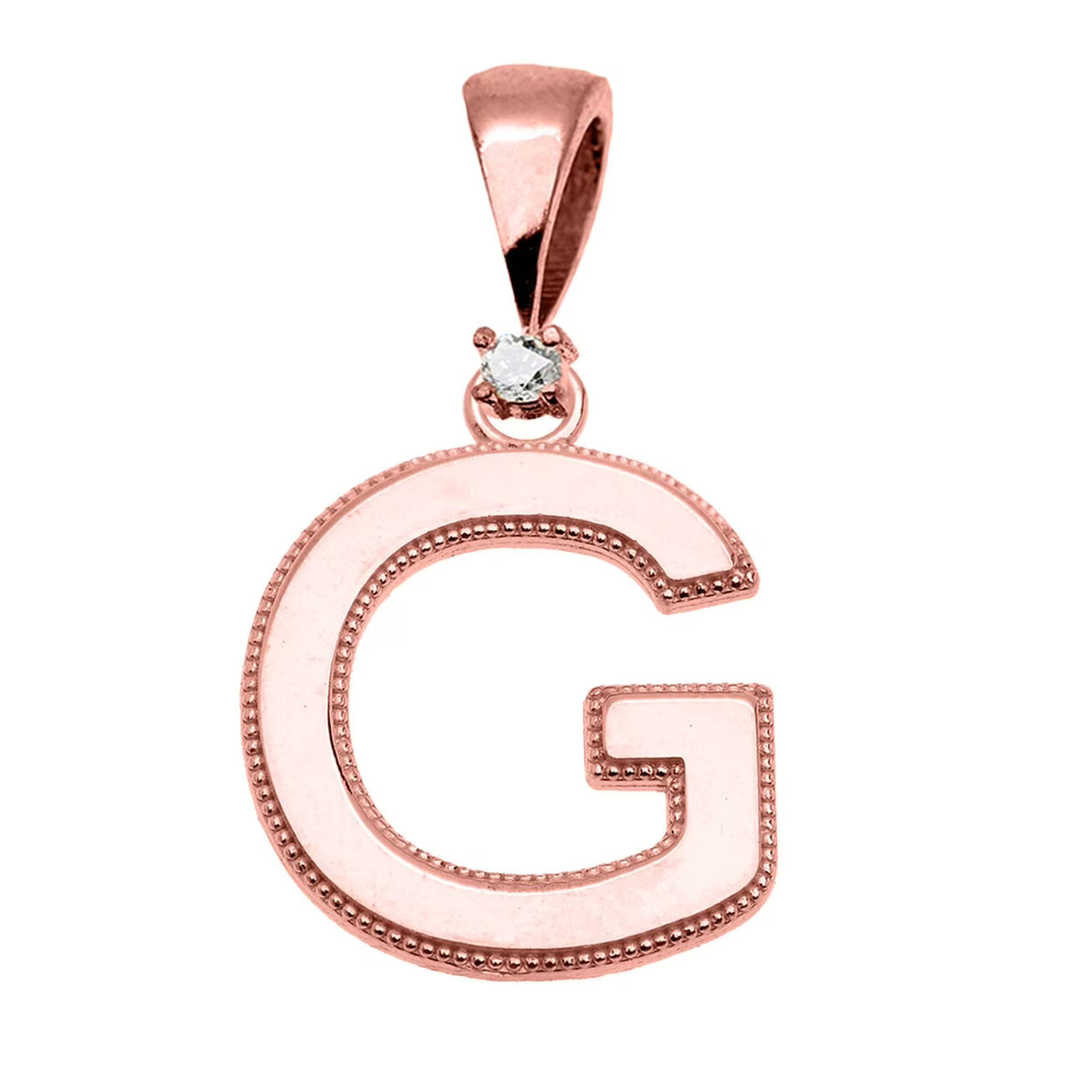 ROSE GOLD HIGH POLISH DIAMOND PENDANT NECKLACE C4770