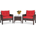 3 Piece Brown Rattan Patio Furniture Set with Cushions E106970