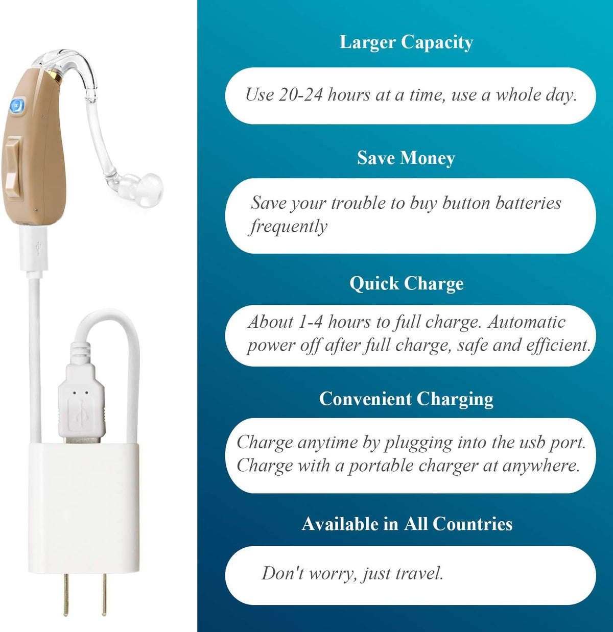 Small Size Rechargeable Digital Hearing Aid C4842
