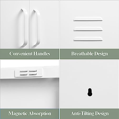 White Metal Storage Cabinet with 2 Doors and 2 Adjustable Shelves R532