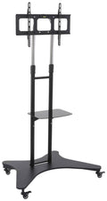 Rolling TV Cart with Shelf, Height Adjustable Black U34774