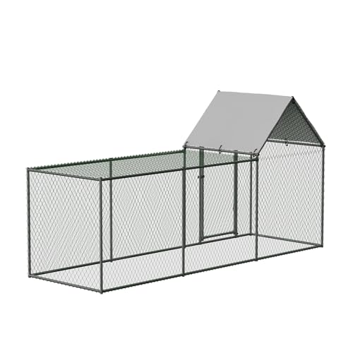 Large Metal Chicken Coop with Waterproof and Anti-UV Cover, 10' W x 3.3' D x 5' H D75253