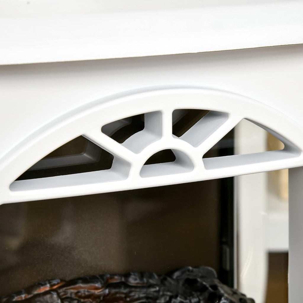 White Electric Infrared Fireplace Stove with Realistic Log Flame F2421