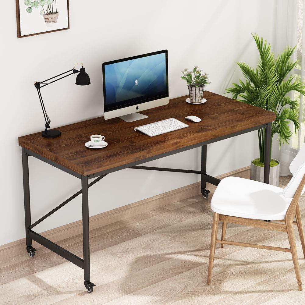 55 Inch Rolling Computer Desk with Lockable Casters Z8772