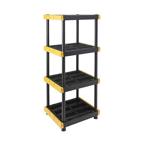 4-Tier Heavy Duty Plastic Storage Shelving Unit, 100lbs/shelf, 2 Pack M573