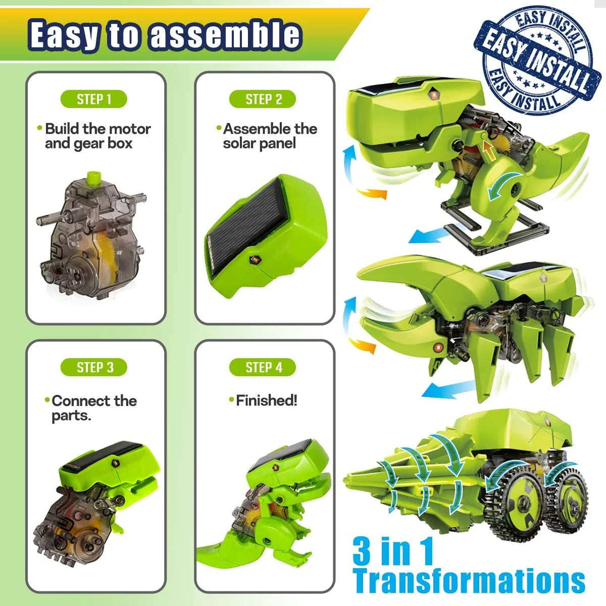 Solar Robot Kit 3-in-1 STEM Projects Robot Kit, Education Science Experiment Kit for Kids Aged 8-12 and Older U765