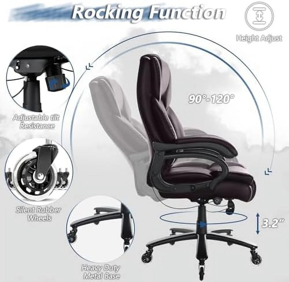 Big and Tall 500lbs Adjustable Lumbar High Back Executive Office Chair X8912