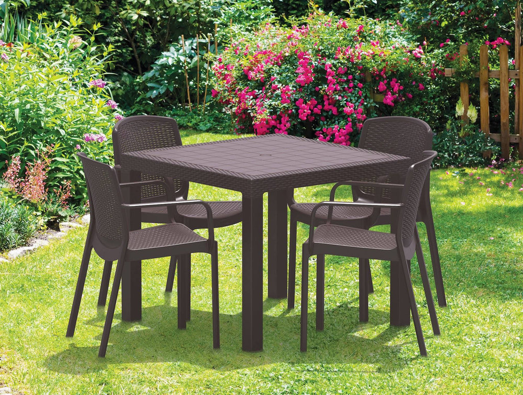 Rattan 4-Seater Table Gray B551