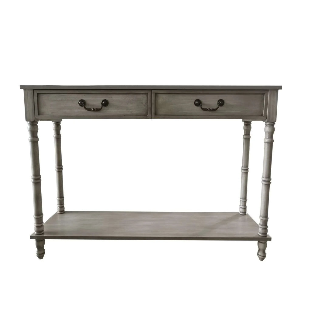 Washed Oak 2 Drawer Console Table with Shelf R232711