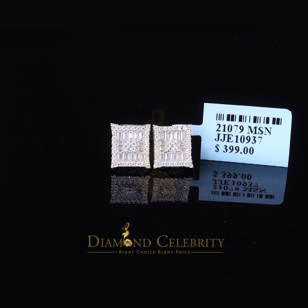 925 Silver White Moissanite Baguette Stud Earrings Q338743