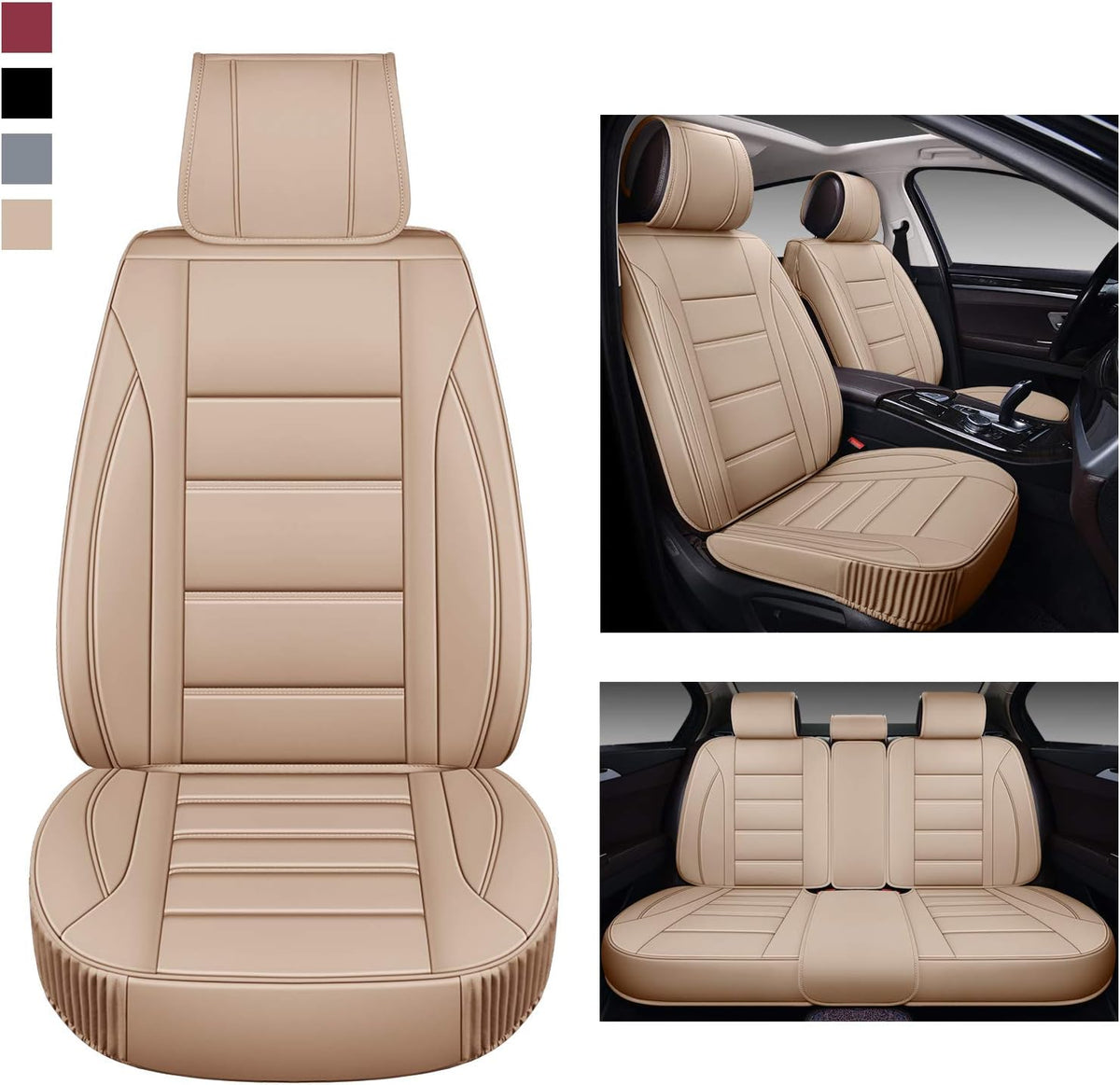 Leather Car Seat Covers Full Set with Faux Waterproof Leather D993
