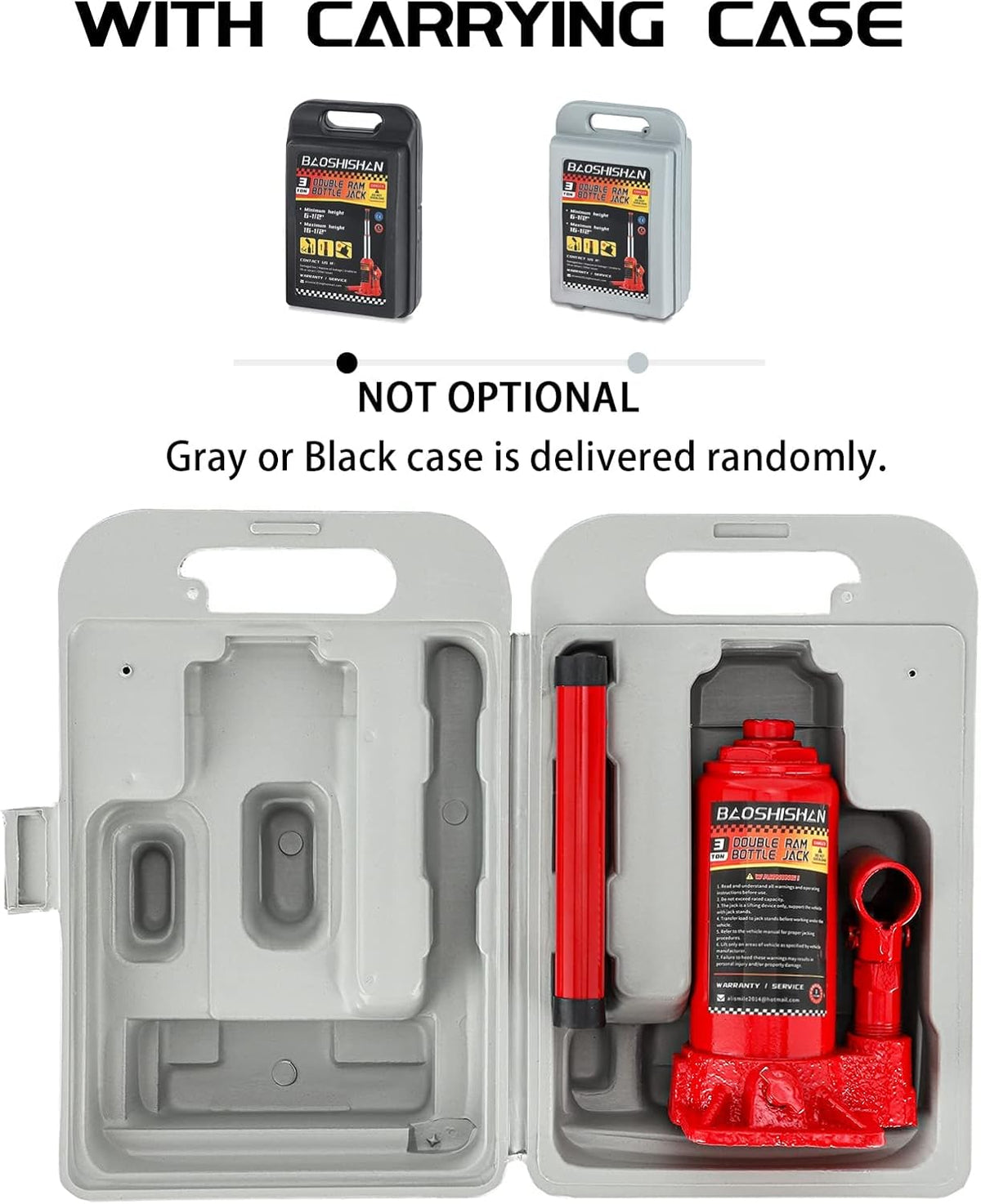 3 Ton Double Ram Bottle Jack with Carrying Case Pack of 2 Q49091
