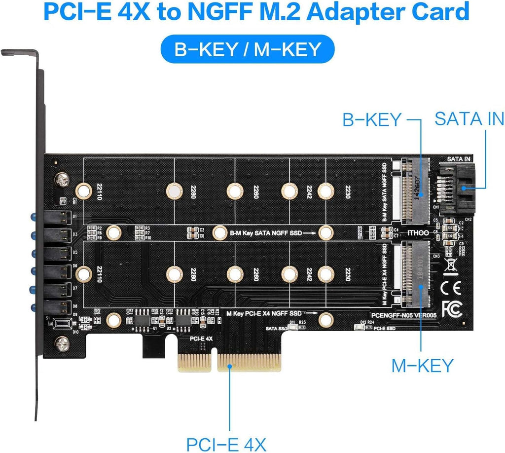 M.2 SSD to PCIe 3.0 X4 Adapter Card with Low Profile Bracket R4933