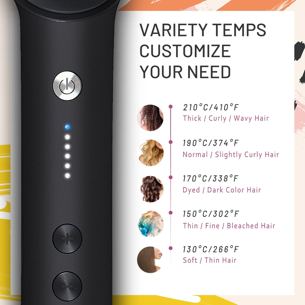 Black Hair Straightener Brush with Built-in Comb L69251