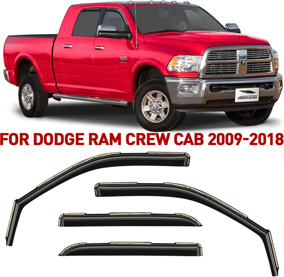 4 Pieces In-Channel Rain Guards for Trucks Crew Cab I126834