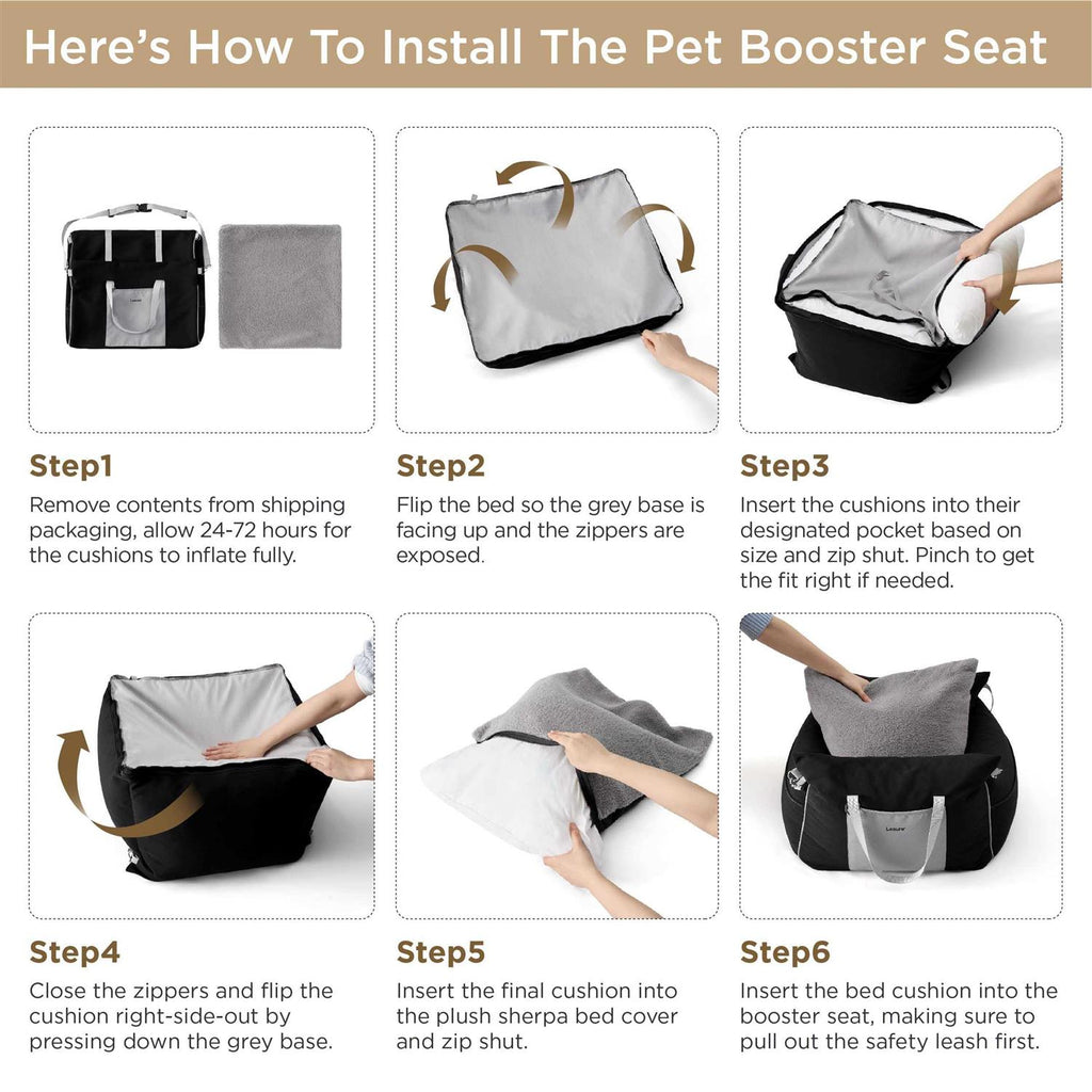 Small Dog Car Seat with Storage Pockets and Safety Leash L4831